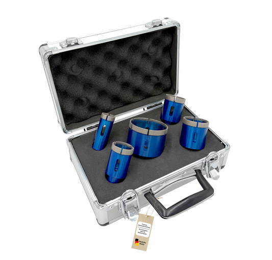 Diamant-Trockenbohrkronen Set 5 tlg. im Koffer Matix-Segmentierung